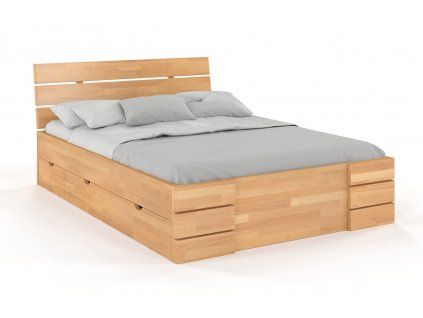 Posteľ z masívu Sandemo buk s úložným priestorom  (Farba Prírodná, Rozmer postele 90 x 200 cm)