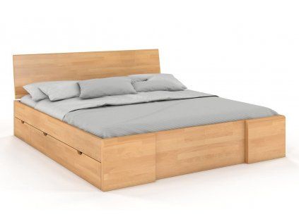 Drevená posteľ s úložným priestorom Hessler buk (Farba Prírodná, Rozmer postele 200 x 200 cm)