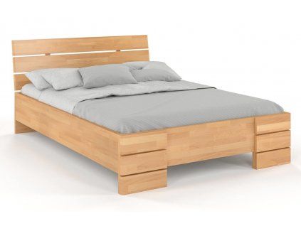 Posteľ z masívu buku Sandemo High s úložným priestorom  (Farba Prírodná, Rozmer postele 200 x 200 cm)