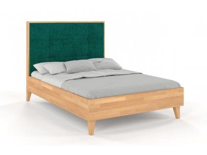 Drevená posteľ s čalúneným čelom Frida buk (Farba Prírodná, Farba čela French Velvet 677, Rozmer postele 200 x 200 cm)
