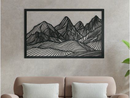 Drevený obraz Majestátne hory (Farba obrazu Sivá, Rozmer obrazu 19,5 x 31,5 cm)