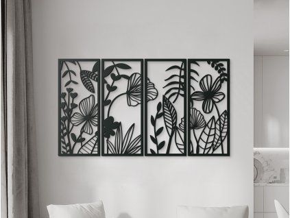 Viacdielny drevený obraz Lúčne kvety (Farba obrazu Sivá, Rozmer obrazu 25,5 x 45,5 cm)