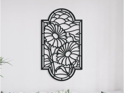 Drevený panel na stenu Kvety na poli (Farba obrazu Sivá, Rozmer obrazu 31 x 17,5 cm)