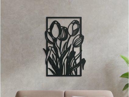 Drevený obraz Tulipány (Farba obrazu Sivá, Rozmer obrazu 22,5 x 31,5 cm)