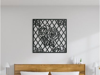 Drevený obraz na stenu Ruže (Farba obrazu Sivá, Rozmer obrazu 22,5 x 22,5 cm)
