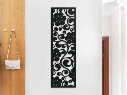 Vyrezávaný obraz Kvetiny (Farba obrazu Sivá, Rozmer obrazu 31 x 9,5 cm)