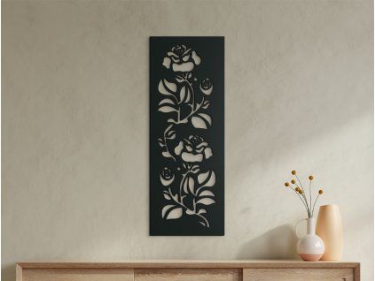 Drevený obraz Ruže (Farba obrazu Sivá, Rozmer obrazu 31 x 11,5 cm)
