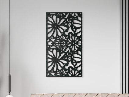Drevený obraz na stenu Kvety v záhrade (Farba obrazu Sivá, Rozmer obrazu 17,5 x 31,5 cm)