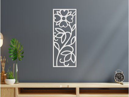 Moderný drevený obraz Kvet (Farba obrazu Sivá, Rozmer obrazu 31 x 12,5 cm)