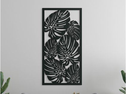 Moderný obraz Listy kvetu Monstera deliciosa (Farba obrazu Sivá, Rozmer obrazu 31,5 x 16 cm)