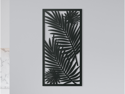 Obraz z dreva Palmové listy (Farba obrazu Sivá, Rozmer obrazu 31,5 x 16 cm)