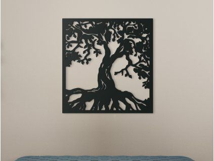 Drevený obraz Strom s koreňmi (Farba obrazu Sivá, Rozmer obrazu 23,5 x 22,5 cm)