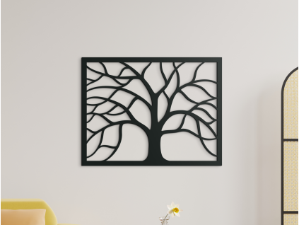 Vyrezávaný obraz Rozvetvený strom (Farba obrazu Sivá, Rozmer obrazu 22,5 x 29,5 cm)