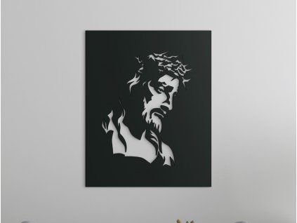 Drevený obraz Ježiš s tŕňovou korunou (Farba obrazu Sivá, Rozmer obrazu 28,5 x 22,5 cm)