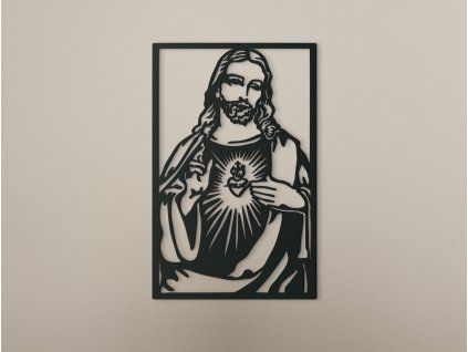 Drevený obraz Srdce Ježišovo (Farba obrazu Sivá, Rozmer obrazu 31,5 x 20,5 cm)