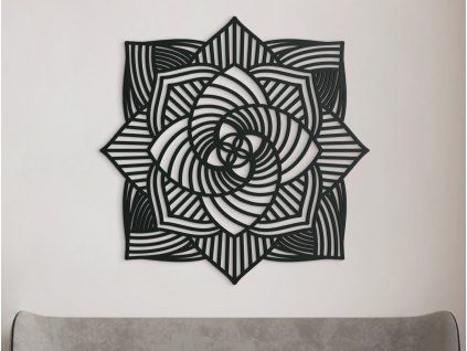 Vyrezávaná drevená mandala Ruža (Farba obrazu Sivá, Rozmer obrazu 31,5 x 31,5 cm)