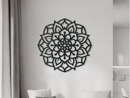 Drevená mandala na stenu Rozkvit (Farba obrazu Sivá, Rozmer obrazu 31,5 x 31,5 cm)