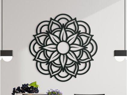 3D drevená mandala Kvet (Farba obrazu Sivá, Rozmer obrazu 31,5 x 31,5 cm)