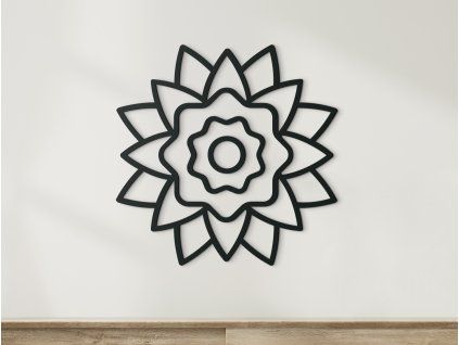 Kvetinová mandala z dreva (Farba obrazu Sivá, Rozmer obrazu 31,5 x 31,5 cm)