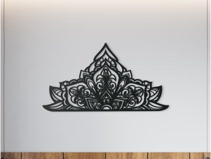 Polovičná mandala z dreva Ornament (Farba obrazu Sivá, Rozmer obrazu 24,5 x 45,5 cm)