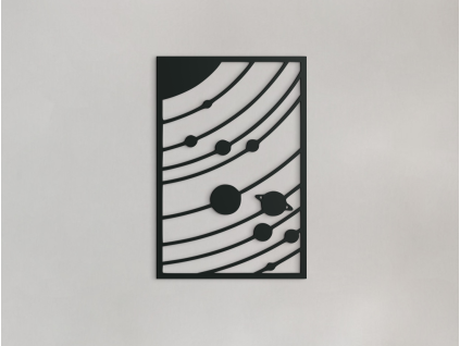 Drevený obraz Planéty na obežnej dráhe (Farba obrazu Sivá, Rozmer obrazu 31,5 x 21 cm)