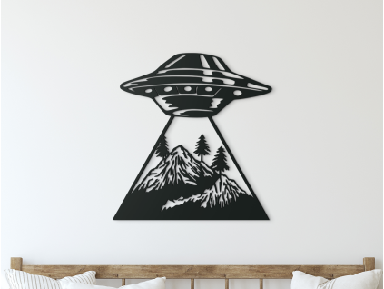 Drevená nálepka UFO (Farba obrazu Sivá, Rozmer obrazu 22,5 x 23,5 cm)