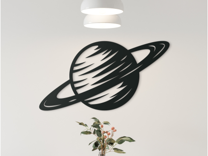 Drevená dekorácia Planéta Saturn (Farba obrazu Sivá, Rozmer obrazu 18 x 31,5 cm)