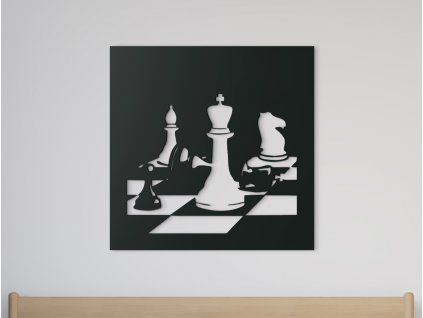 Drevený obraz Šach-mat (Farba obrazu Sivá, Rozmer obrazu 22,5 x 22,5 cm)