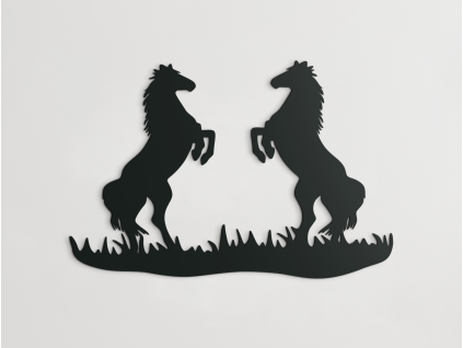 3D nálepka na stenu Vzpínajúce sa kone (Farba obrazu Sivá, Rozmer obrazu 21,5 x 31,5 cm)