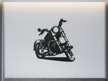 Drevená nálepka na stenu Chopper (Farba obrazu Sivá, Rozmer obrazu 24,5 x 22,5 cm)