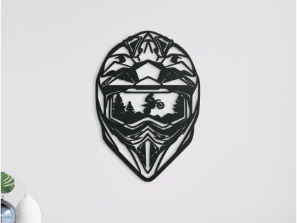 Drevená nálepka Prilba na motorku (Farba obrazu Sivá, Rozmer obrazu 31,5 x 21,5 cm)
