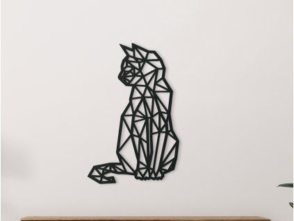 Nálepka na stenu Polygonálna mačka (Farba obrazu Sivá, Rozmer obrazu 31,5 x 21,5 cm)