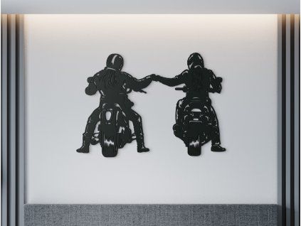 Drevená nálepka Motorkári (Farba obrazu Sivá, Rozmer obrazu 22,5 x 32 cm)