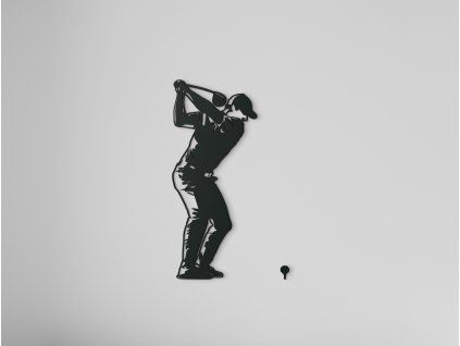 Drevená nálepka na stenu Golfista (Farba obrazu Sivá, Rozmer obrazu 31,5 x 13,5 cm)