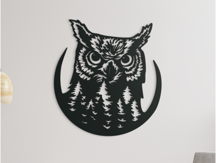 Nálepka na stenu Výr nad lesom (Farba obrazu Sivá, Rozmer obrazu 24,5 x 22,5 cm)