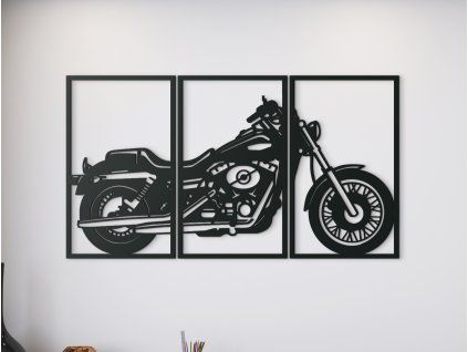 3-dielny obraz na stenu Motorka (Farba obrazu Sivá, Rozmer obrazu 25,5 x 46,5 cm)