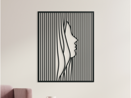 Minimalistický obraz z dreva Tvár ženy (Farba obrazu Sivá, Rozmer obrazu 29,5 x 24 cm)