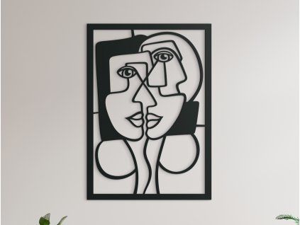 Drevený obraz v avantgardnom štýle Ženy (Farba obrazu Sivá, Rozmer obrazu 31,5 x 21 cm)