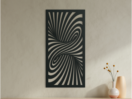 Drevený obraz v abstraktnom štýle Kolotoč (Farba obrazu Sivá, Rozmer obrazu 31,5 x 15,5 cm)