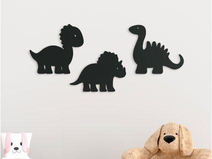 Nálepka do detskej izby Dinosauríky (Farba obrazu Sivá, Rozmer obrazu 15,5 x 45,5 cm)