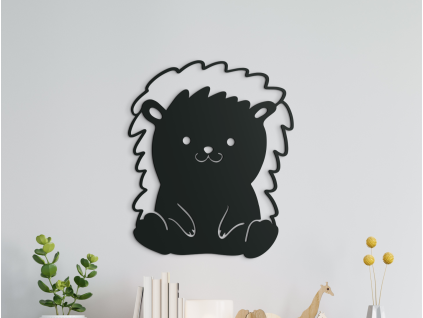Veselá detská nálepka Ježko (Farba obrazu Sivá, Rozmer obrazu 31,5 x 26,5 cm)