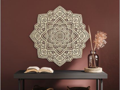 Vyrezávaná drevená mandala Symetria (Farba obrazu Sivá, Rozmer obrazu 84 x 84 cm)