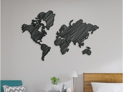 Moderná dekorácia mapa sveta na stenu (Farba obrazu Sivá, Rozmer obrazu 33 x 45,5 cm)