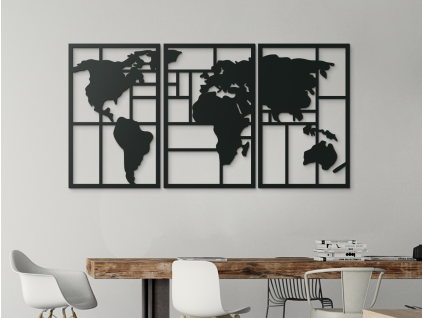 Viacdielny obraz Mapa sveta na stenu (Farba obrazu Sivá, Rozmer obrazu 32 x 62 cm)