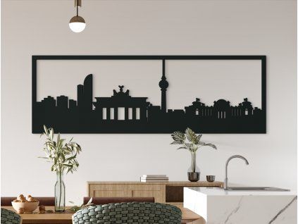 Obraz Berlín panoráma (Farba obrazu Sivá, Rozmer obrazu 20,5 x 62 cm)