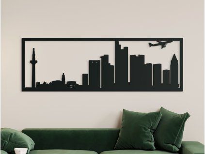 Obraz Frankfurt panoráma (Farba obrazu Sivá, Rozmer obrazu 20,5 x 62 cm)