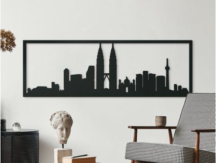 Obraz Kuala Lumpur panoráma (Farba obrazu Sivá, Rozmer obrazu 20,5 x 62 cm)
