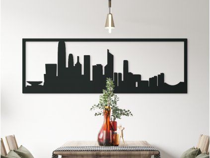Obraz Hongkong panoráma (Farba obrazu Sivá, Rozmer obrazu 20,5 x 62 cm)