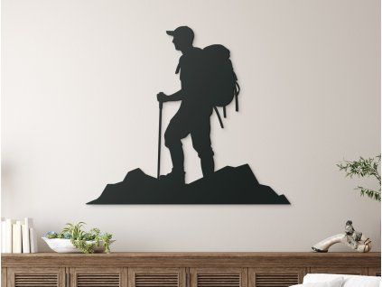 Drevený obraz na stenu Turista (Farba obrazu Sivá, Rozmer obrazu 30,5 x 35 cm)