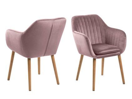 Jedálenské kreslo Emilia - ružová / prírodná